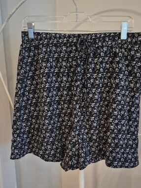 Black Floral Shorts with White Blossoms